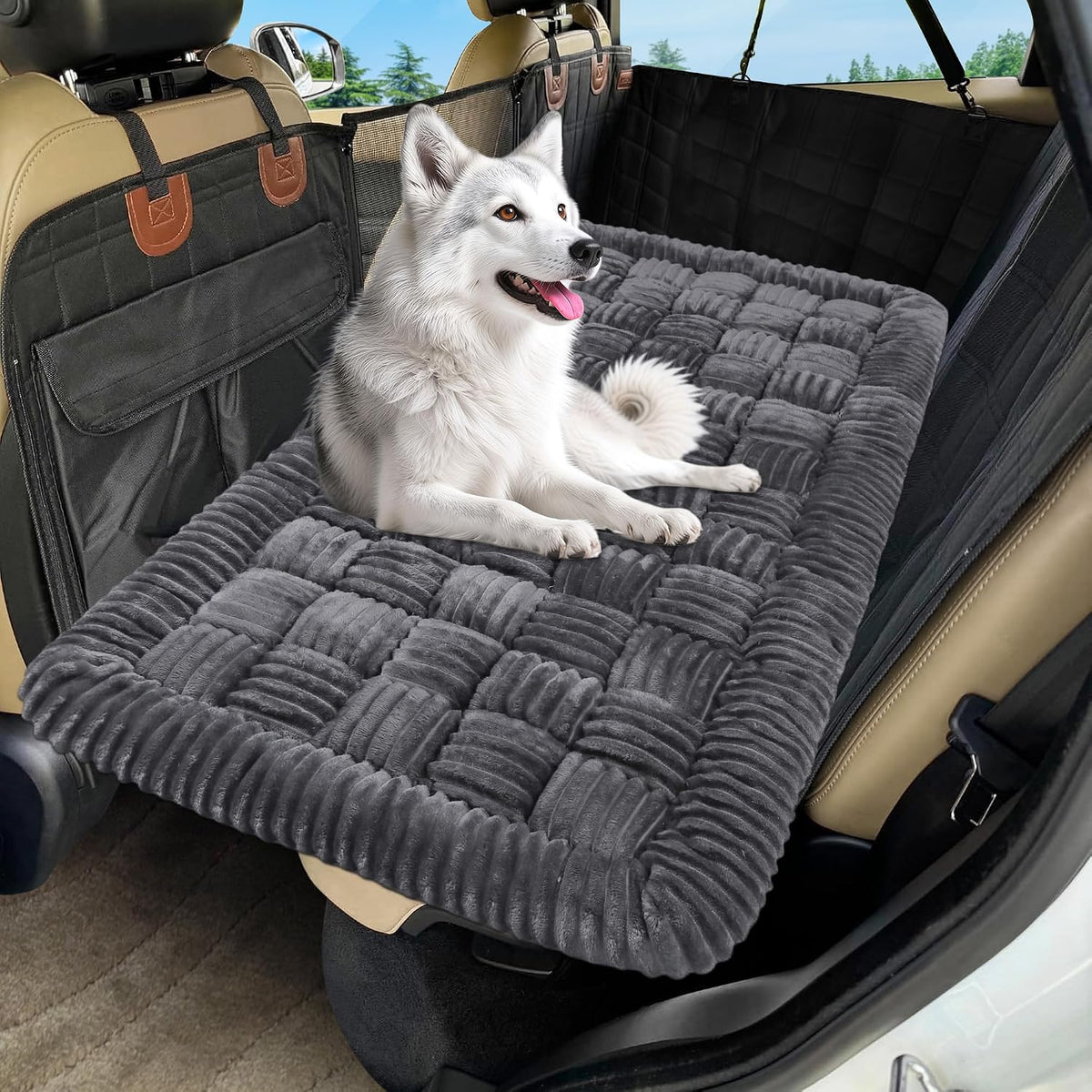 Dog Car Bed Mat Non-Slip Backseat Extender Dog Bed 50" x24.6" – Essentials for Dogs - Gray / For Truck//Large SUVs（56"x28.7")