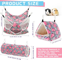 Abbylike 9 Pieces Rat Hammock 3 Tier Guinea Pig Ferret Hammocks Small - Purple, Brown, Gray / Heart - image 2