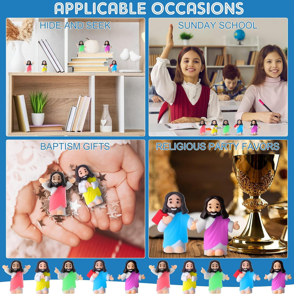 CroBlissful 50 little Jesus figurines that glow in the dark, five colors - view 33