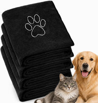 Chumia 4 Pcs Dog Towels for Drying - 30 x 50 Inch / Black