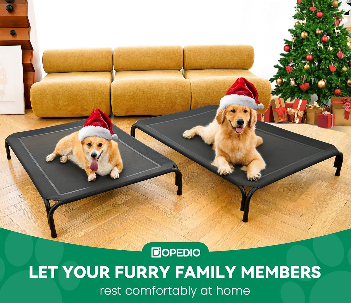 Elevated Dog Bed Raised Outdoor Dog Cot for Large Dogs - L-43.3"L×31.9"W×7.9"Th / Black - image 2
