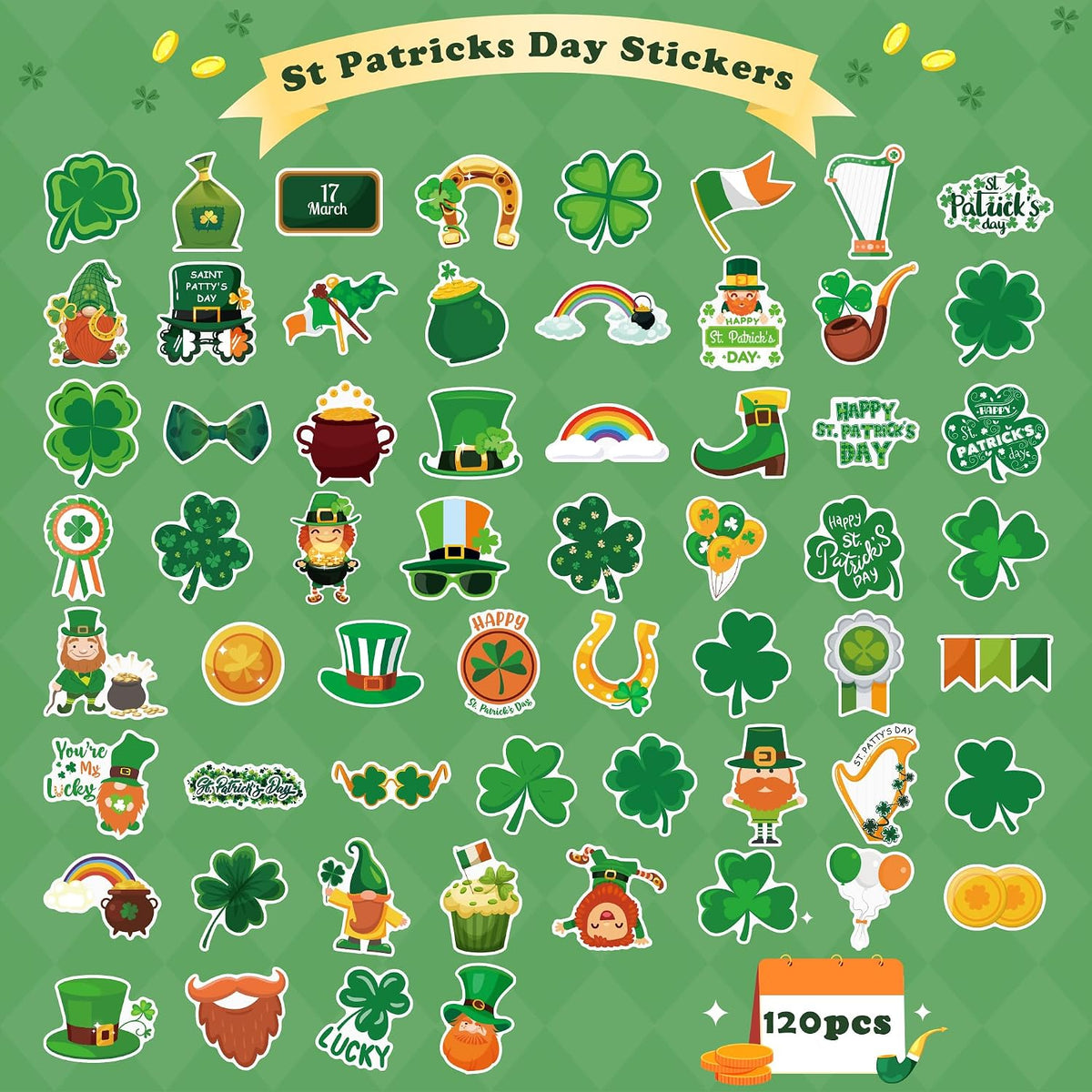 Stickers for Kids, Water Bottle Scrapbook Stickers for Toddlers - St Patricks Day - image 2