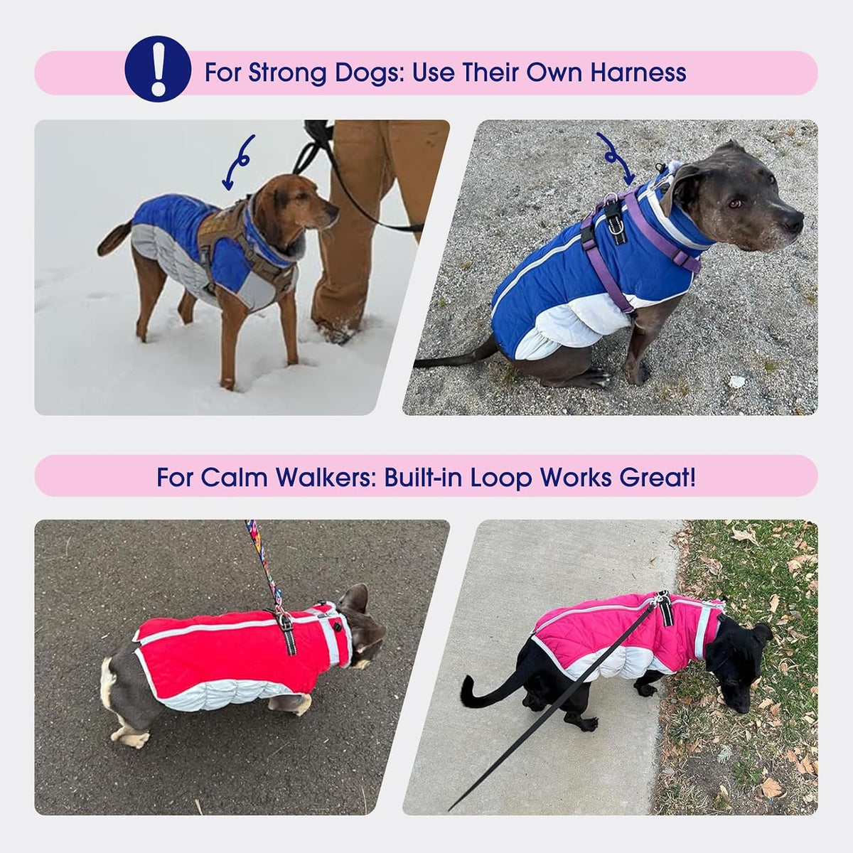 Dog Cold Weather Coats Reflective Dog Warm Jacket with Harness – Essentials for Dogs - Dark Blue / XS(chest:14in) - image 2