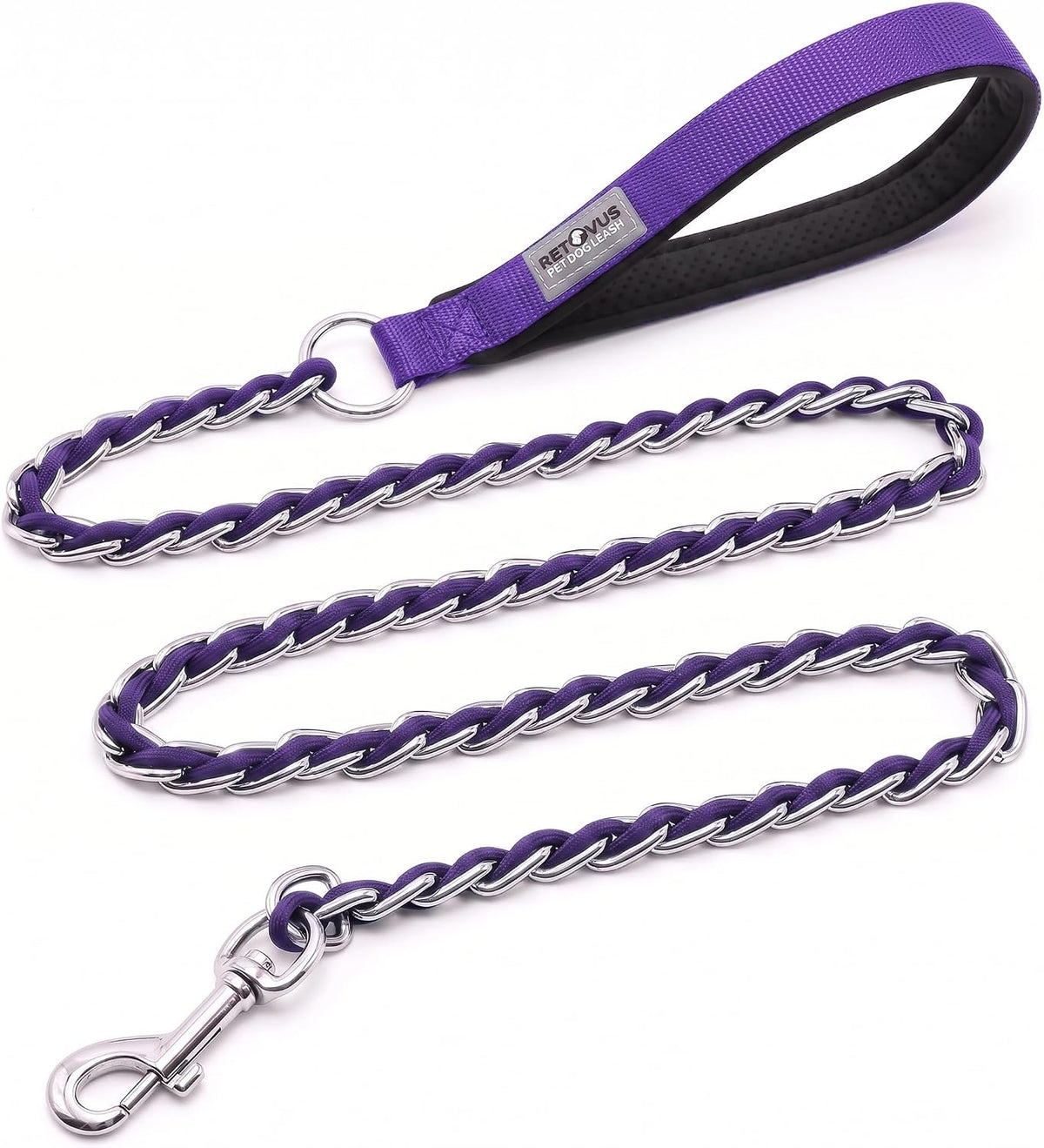 Chain Dog Leash, Bite-Proof Metal Leash - Purple / 4FT(5-30lb)