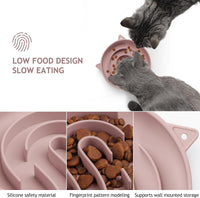 Coomazy Slow Feeder Cat Bowl Silicone Pet Puzzle Feeder for Slow - Pink / 1 Cup - image 2