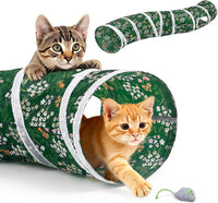Glittme Cat Tunnel, Cat Tunnels for Indoor Cats - Green Flowers