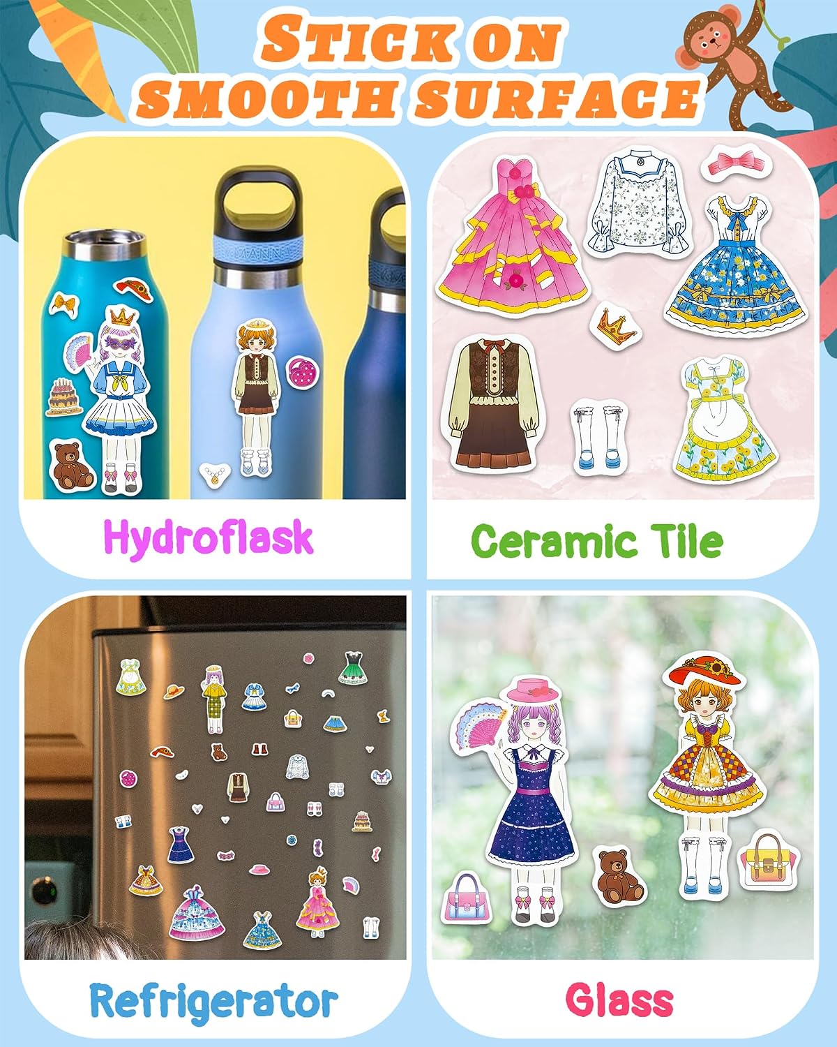 Benresive Reusable Sticker Book, Travel Stickers for Kids - Dress Up - image 4
