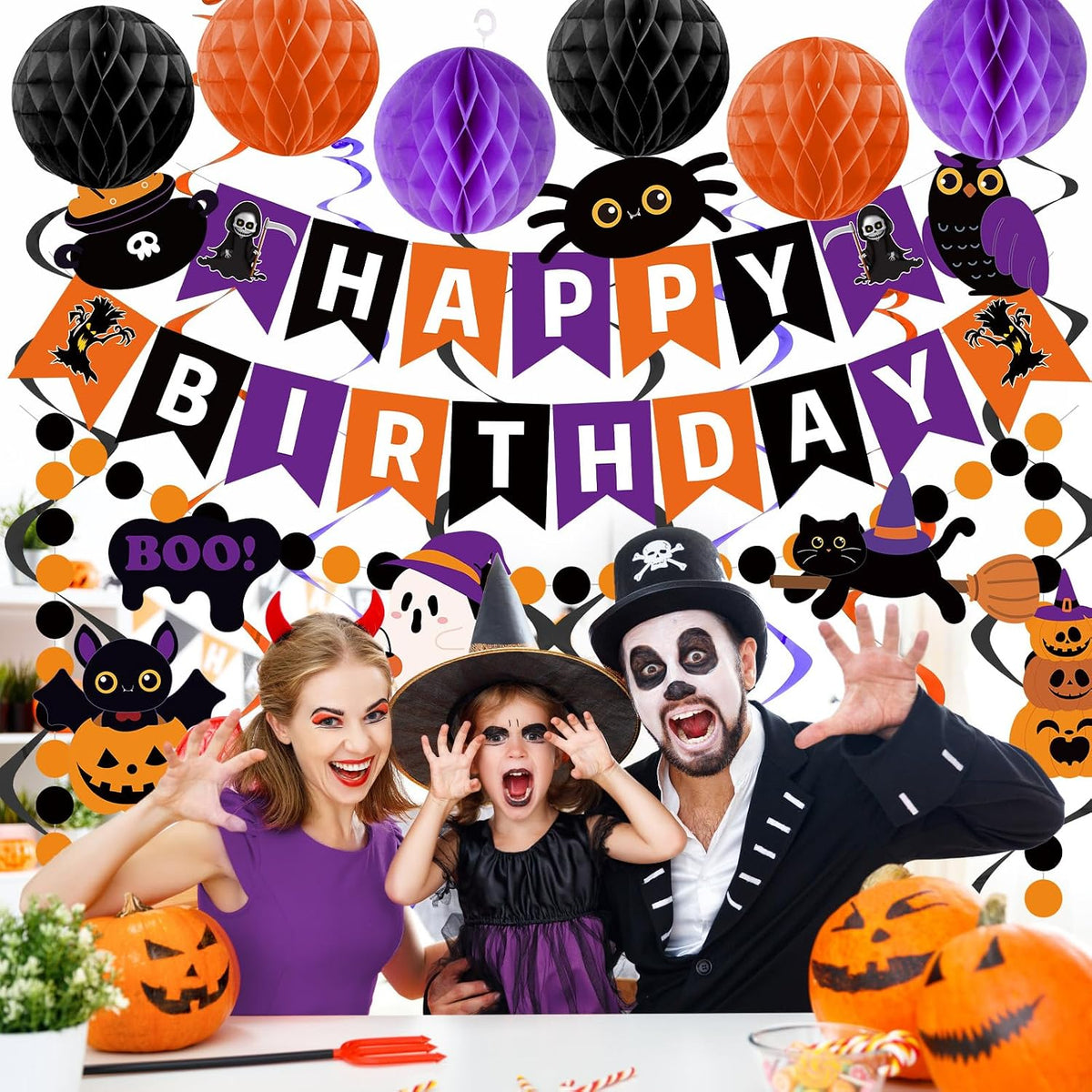 Halloween Birthday Banner - Purple Orange Black / Halloween - image 4