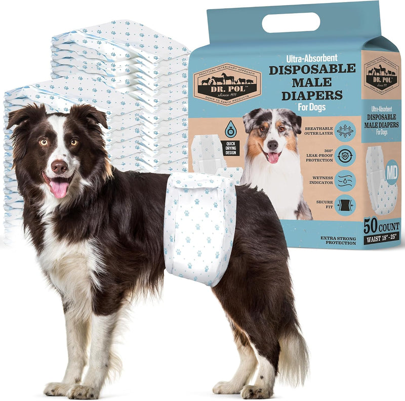 Dr. Pol Male Dog Diapers, Belly Bands - MD Waist Size 18 - 25 in