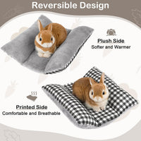15"x14" Soft Plush Rabbit Bed Washable Cuddle Mat for Small Pets – Daily Care for Small Pets - Black/White Geometry / Medium - image 3