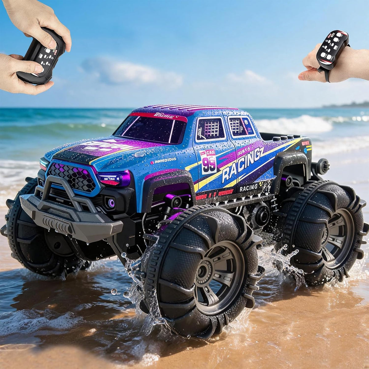 Calefwe amphibious RC monster truck with brick-built shell and gesture control watch - view 3