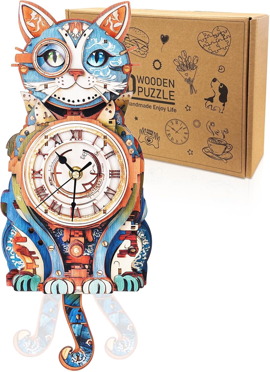 Halloween 3D Puzzles for Adults Halloween Puzzle Clock Adult Craft – Fun for Kids & Family - Cat Clock
