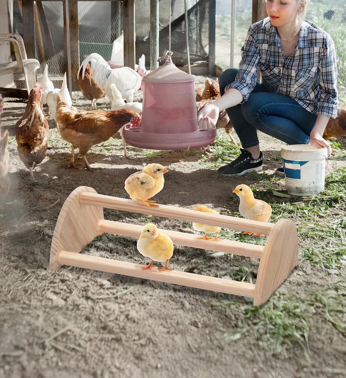 PETSFIT Baby Chick Roosting Bar, Anti-Rotation, Solid Wood - 14.4“L×8W×4.3"H / Basic - image 2