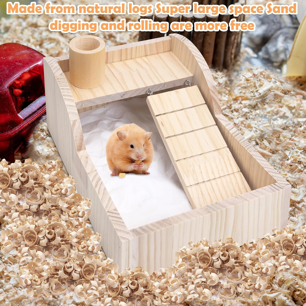 Extra Large Wood Hamster Sand Bath Box Small Animals Bathroom - Extra-large Wooden Bathtub - image 3