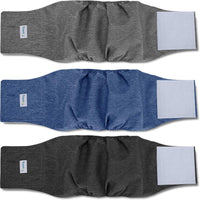 Teamoy Belly Bands for Male Dogs, Washable Wrap Diapers, S - L1(16"-20"Waist) / Black+ Gray+ Blue