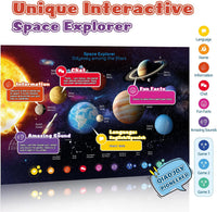 Qiaojoy Bilingual Interactive World Map for Kids Learning Educational - Space & Dinosaur Poster - image 3