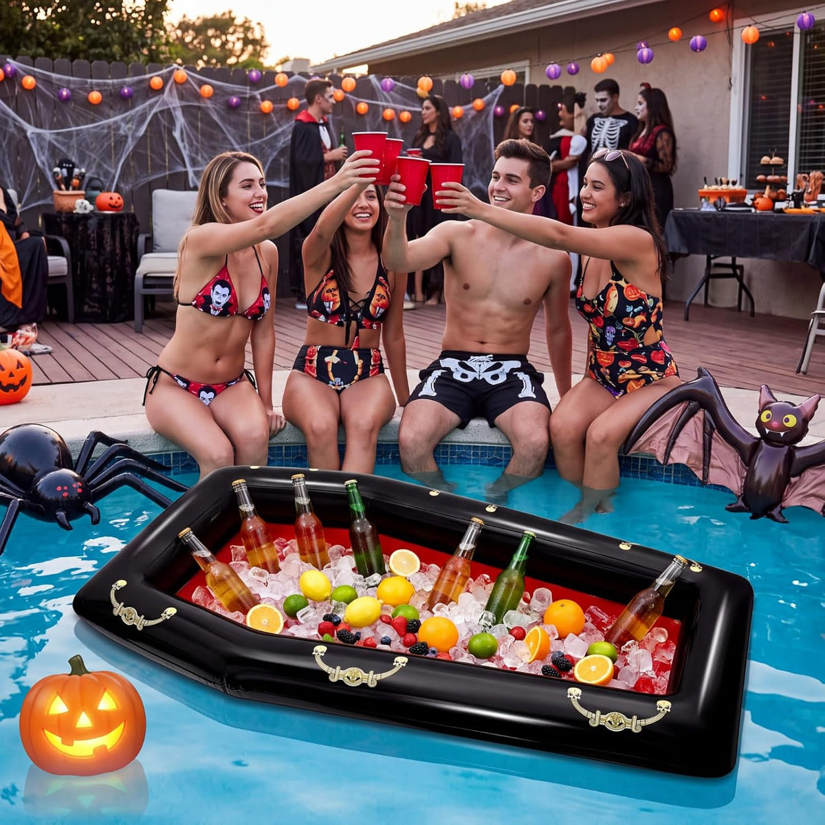 Aoriher 1 Pack 52" Halloween Inflatable Coffin Cooler Fake Coffin - Red / 1 - image 3
