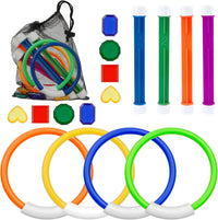 Leislam 16 piece pool diving toys with dive rings, dive sticks, dive gems and storage bag - view 3