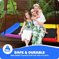 Trekassy 700lbs 60" Large Rectangle Platform Tree Swing for Kids - Rainbow - image 2