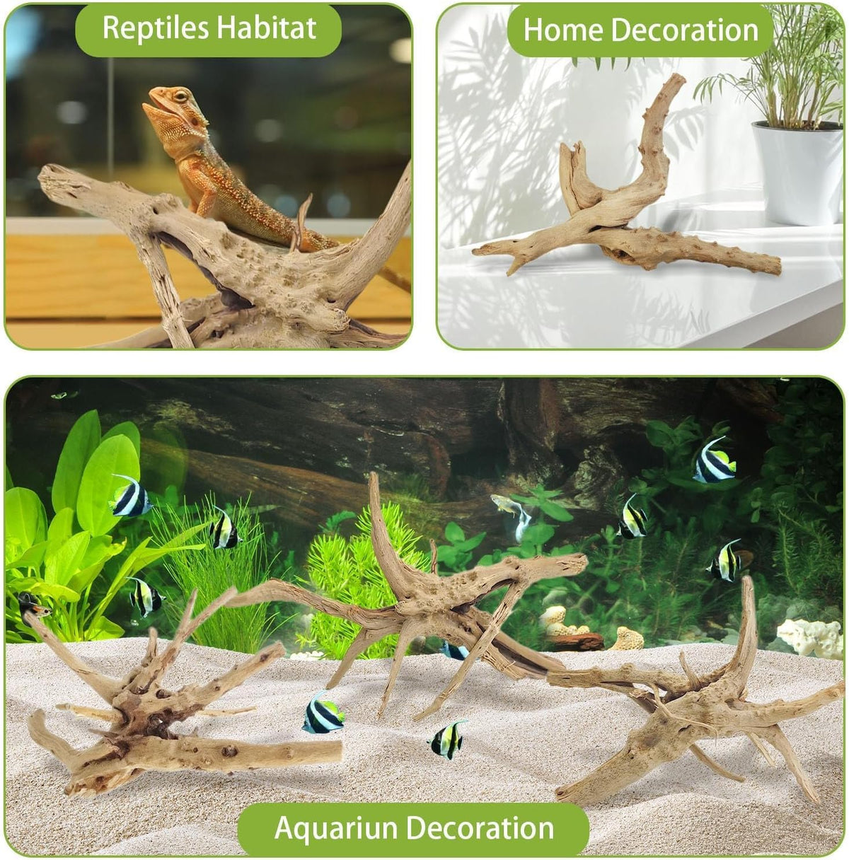 Natural Driftwood for Aquarium - Spiderwood（7-11 inch pack of 3） - image 2