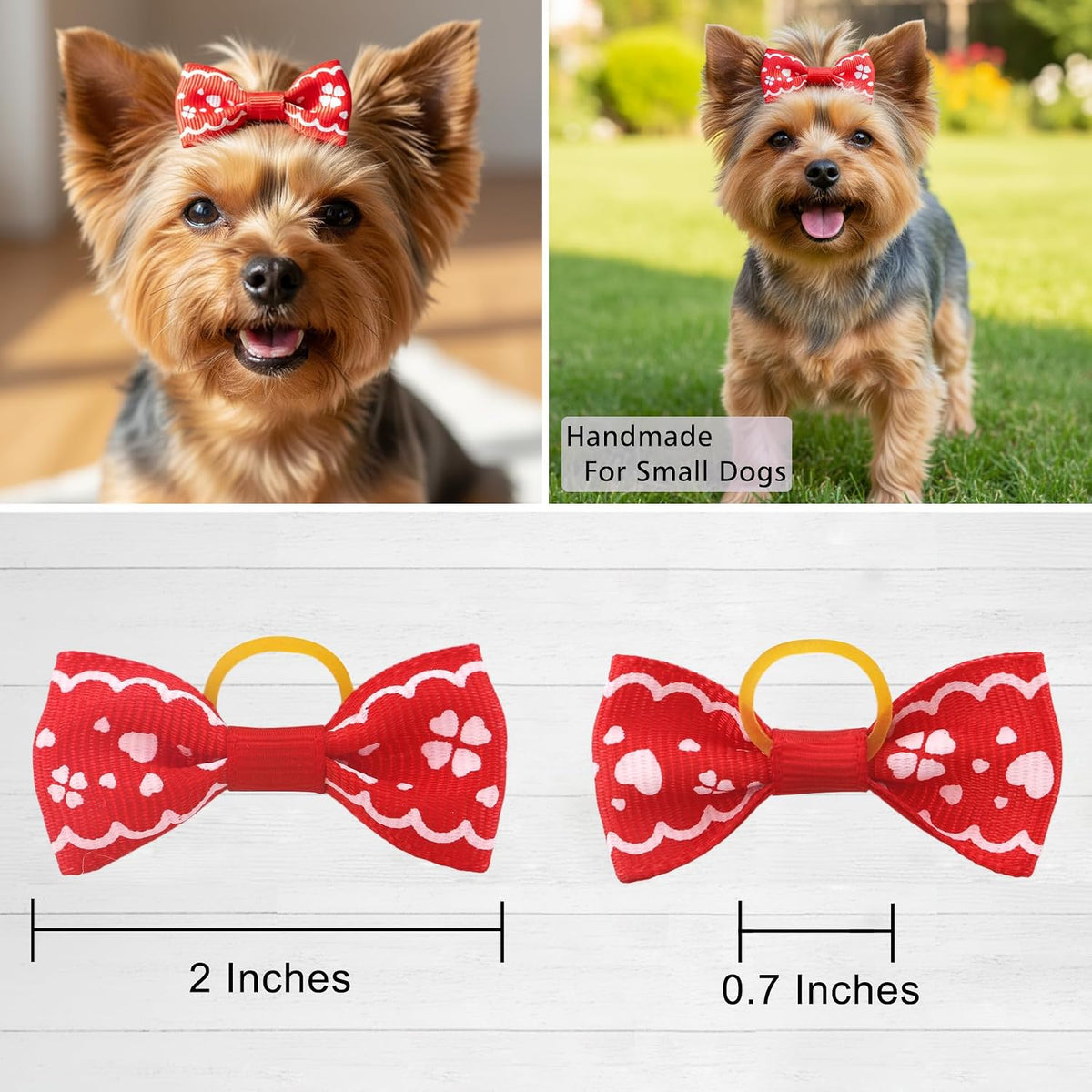 Dog Hair Bows Small Puppy Clips for Pet Grooming Accessories Doggy - 2in dog hair bows with Rubber Bands - image 4