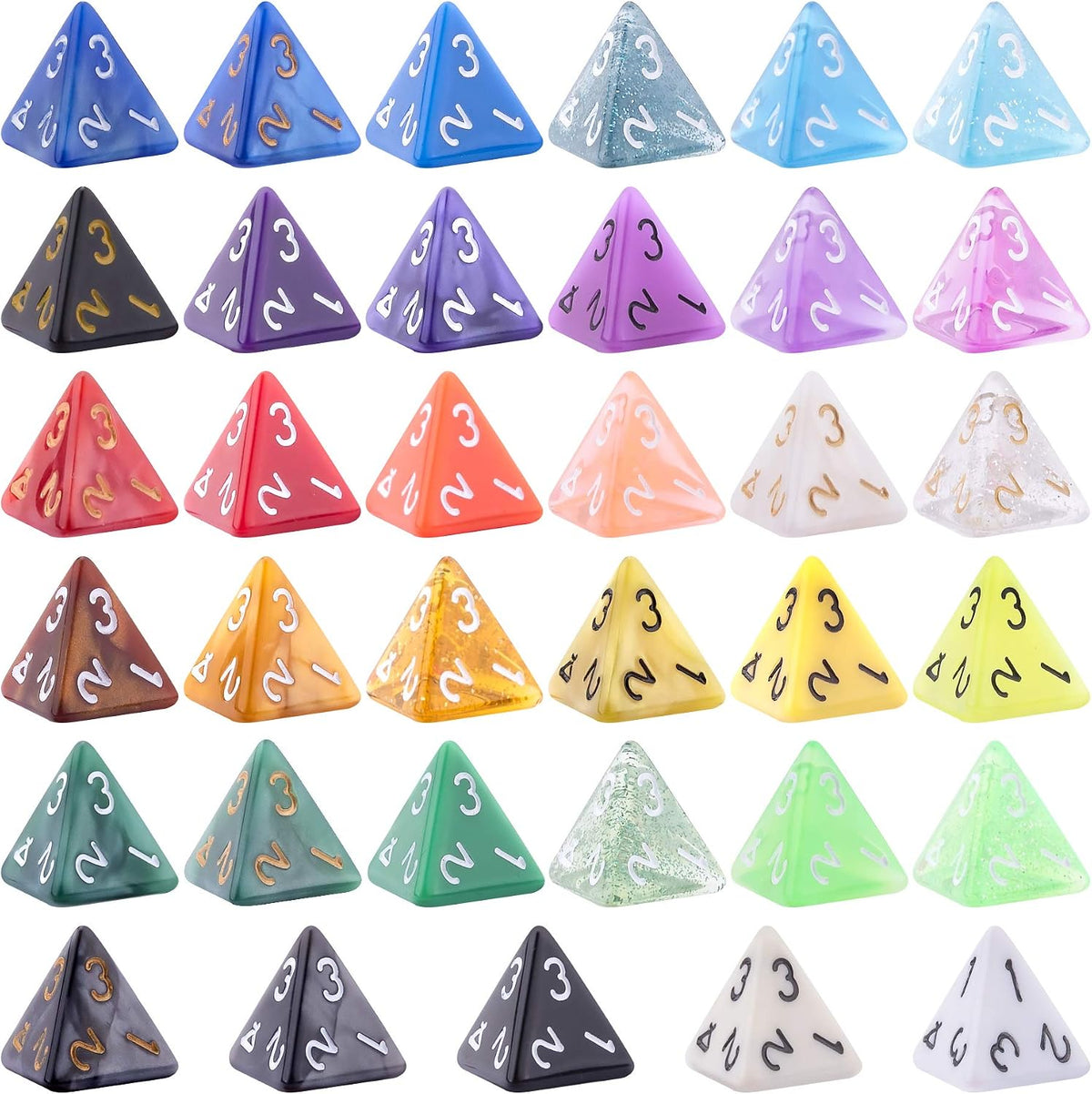 AUSTOR 35 Pieces 20 Sided Dice Polyhedral Dice Set Mixed Color Game - 4 Sides - image 2