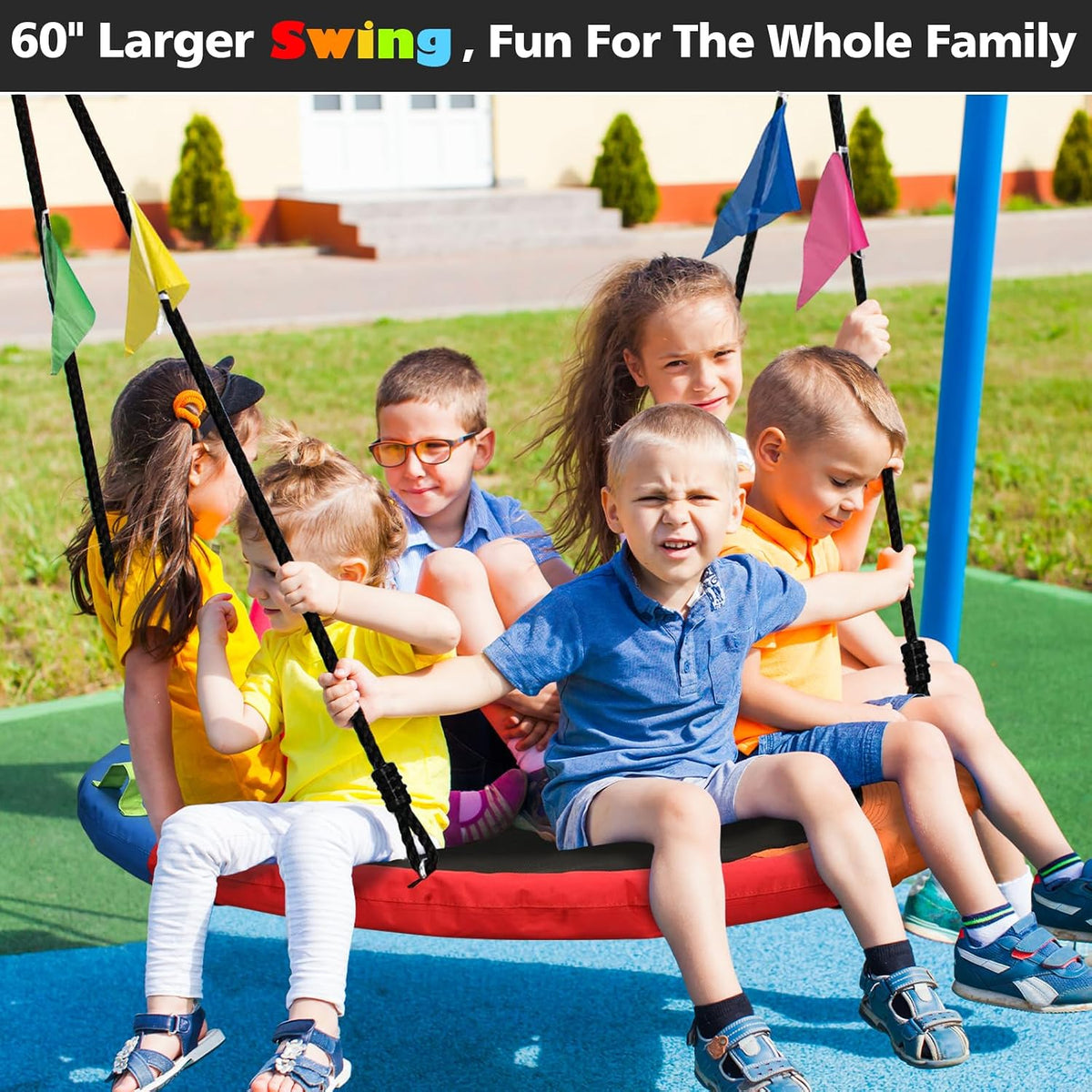 Tree Swing, Saucer Swing, Multicolor - 60 Inch - image 2