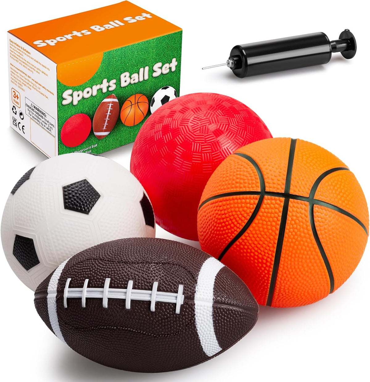 PlayZap 7 pack of 5 inch soft rubber sports balls for kids, including rainbow designs - view 2