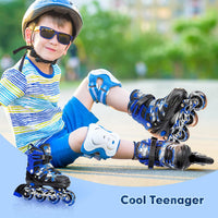 Kuxuan Boys Adjustable Inline Skates with Light up Wheels for Kids - Blue / Large(Kids 3-6 US) - image 4