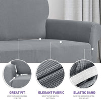 Super Stretch Couch Cover Universal Sofa Covers with Elastic Bottom - Light Grey / Medium (57"-70") - image 4