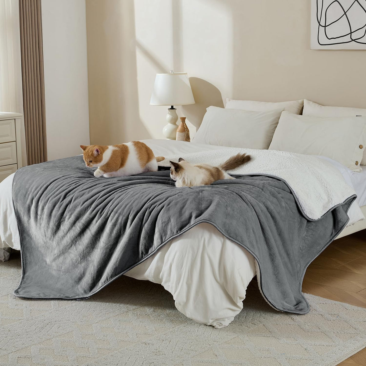 Soft Waterproof Blanket for Bed Couch Sofa - 50x60 inches / Grey - image 3