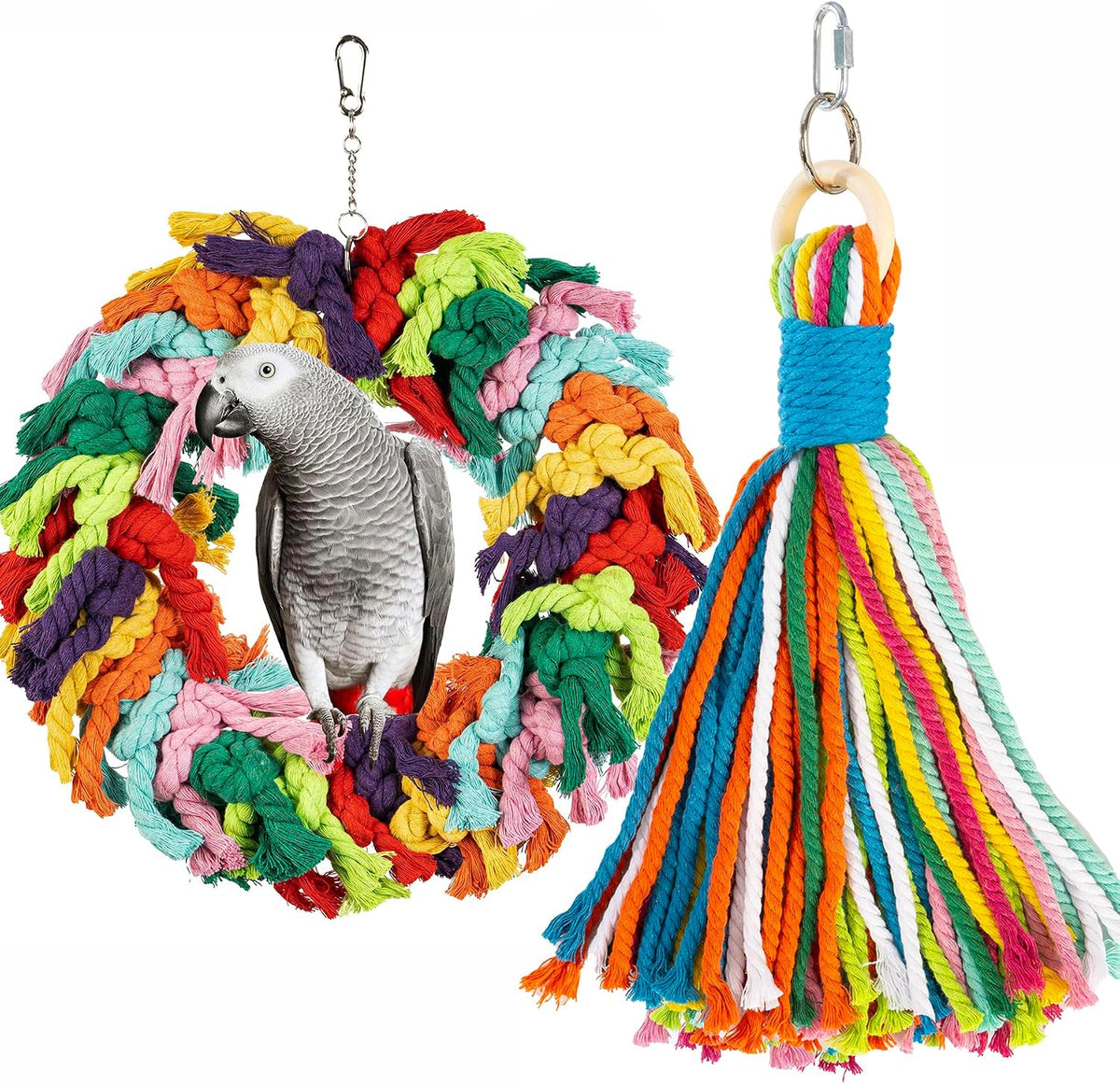 Parrot Swing for Large Birds – Essentials for Birds - Parrot Swing (with Colorful Rope)