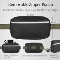 Hands Free Dog Leash with Zipper Pouch - Military Green / Medium - image 3