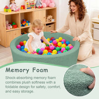 MEOGETY beige teddy fleece foam ball pit for toddlers with soft round walls - view 29
