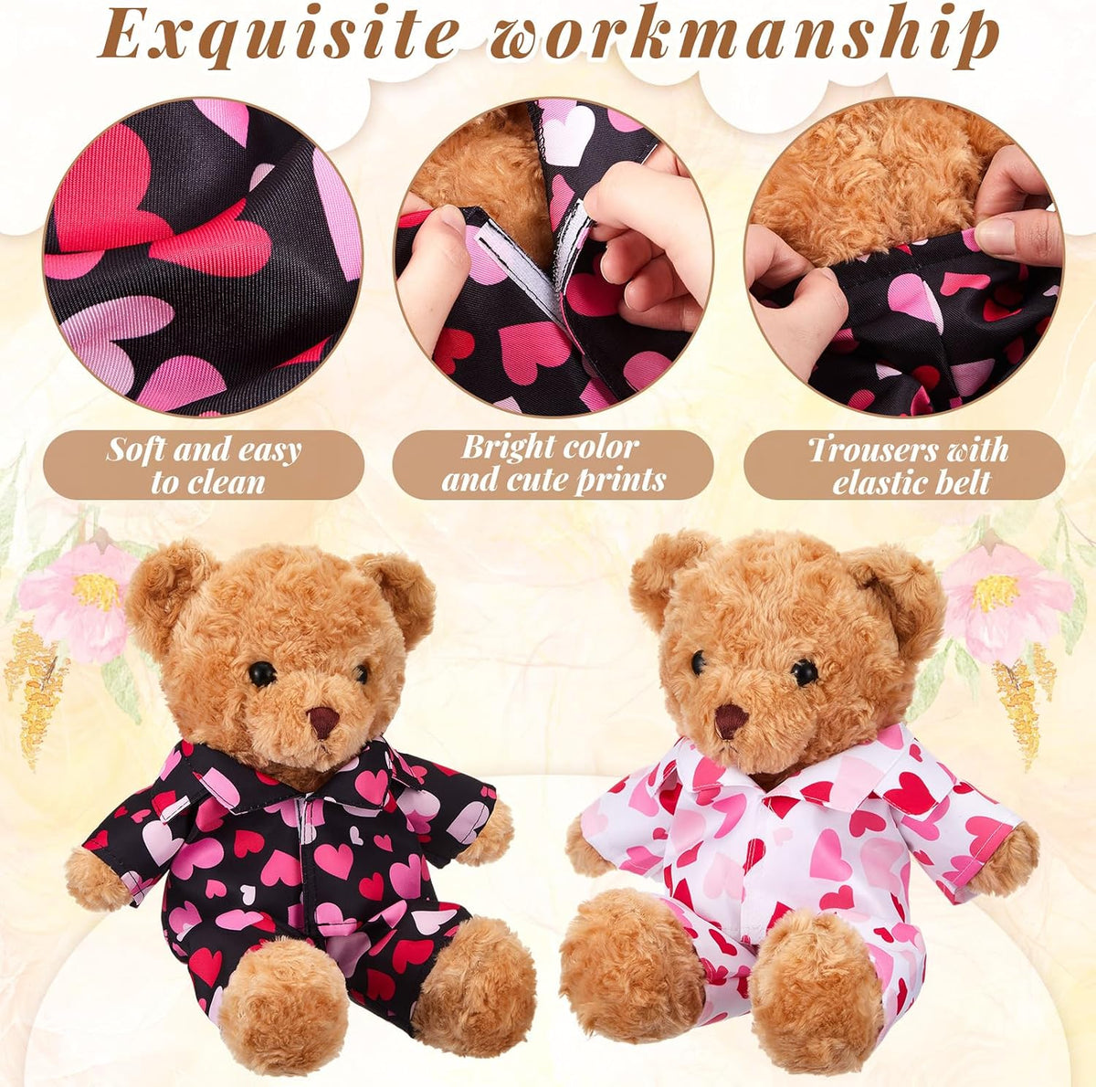 Civaner 2 Pack Bear Clothes Stuffed Animal Outfit Pajamas - Heart - image 4