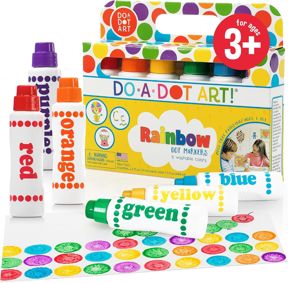 Do A Dot Art! Markers 6-Pack Rainbow Washable Paint Markers – Fun for Kids & Family - Rainbow / 6