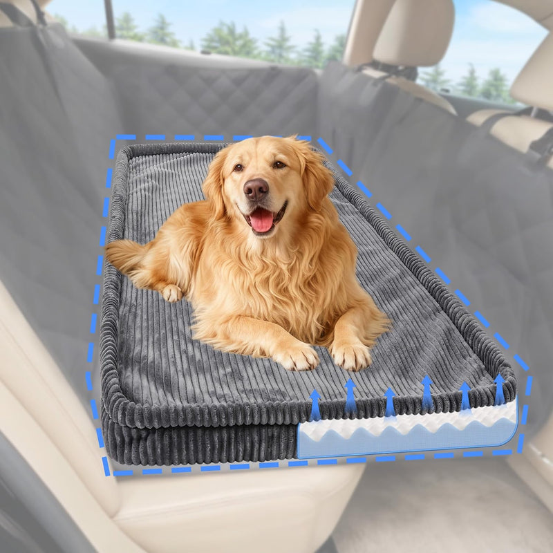 Dog Car Bed, Non-Slip Backseat Extender Pet Mat 50"x24.6"x2" – Essentials for Dogs - XL new（56"Lx28.7"M×2"H) / Dark Gray