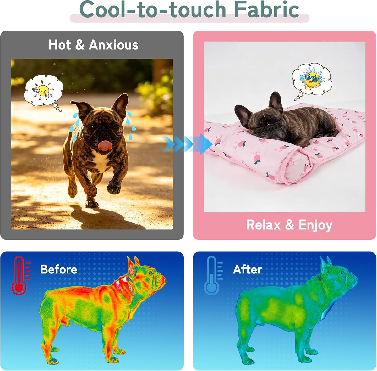 PUMYPOREITY Cooling Dog Bed, Pet Cooling Mat with Pillow - Small / Pink - image 3