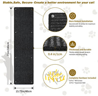FHTONGE 71x15.8" Thickened Cat Wall Climbing Carpet with 16 Fixed - Heathered Black / 71x15.8"(180x40cm) - image 2
