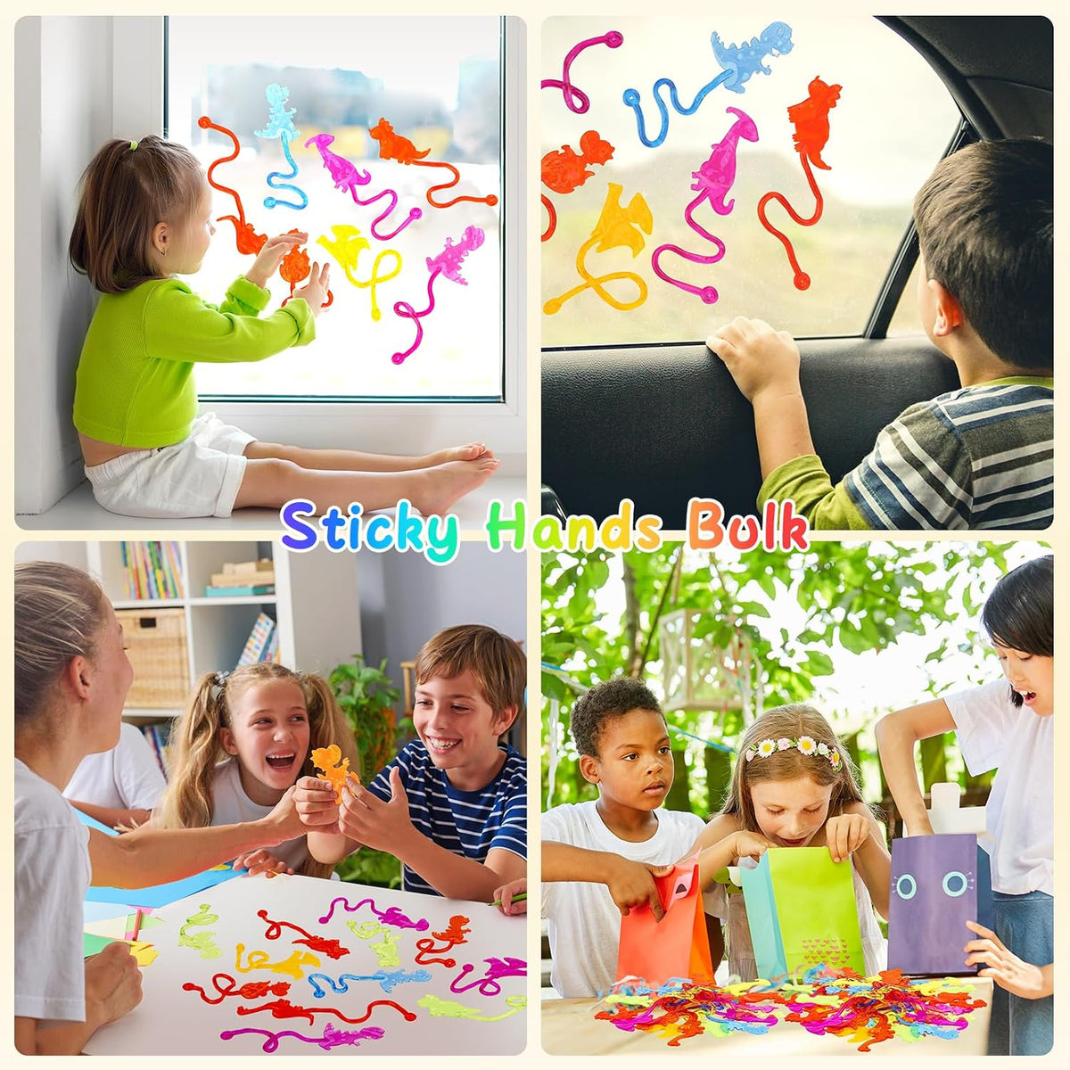 30 Pcs Sticky Spider Web Sticky Hands for Kids Bulk Halloween Party - Dinosaur - image 4