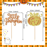 24 PCS Pumpkin Oh Baby Cupcake Toppers Glitter Fall Theme pumpkin - Pattern 9 - image 2