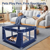 Puppy Playpen Indoor for Dog Small Pets - Royal Blue / 42 Inch w/o top - image 3