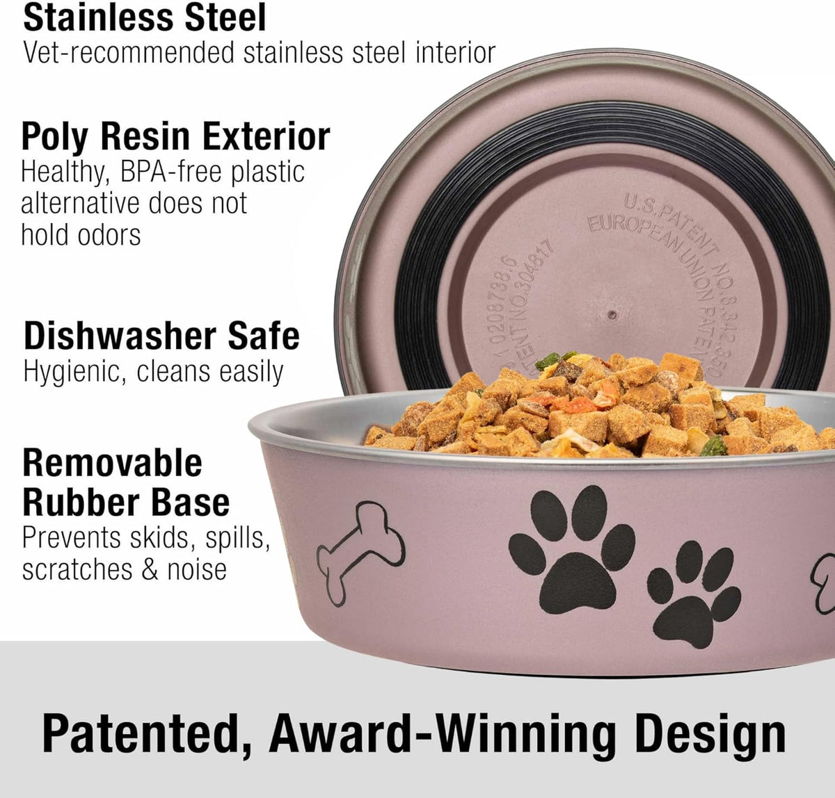 Loving Pets Bella Dog Bowls, Stainless Steel Dog & Cat Bowls - Grape / Large (35-65lbs) - image 2