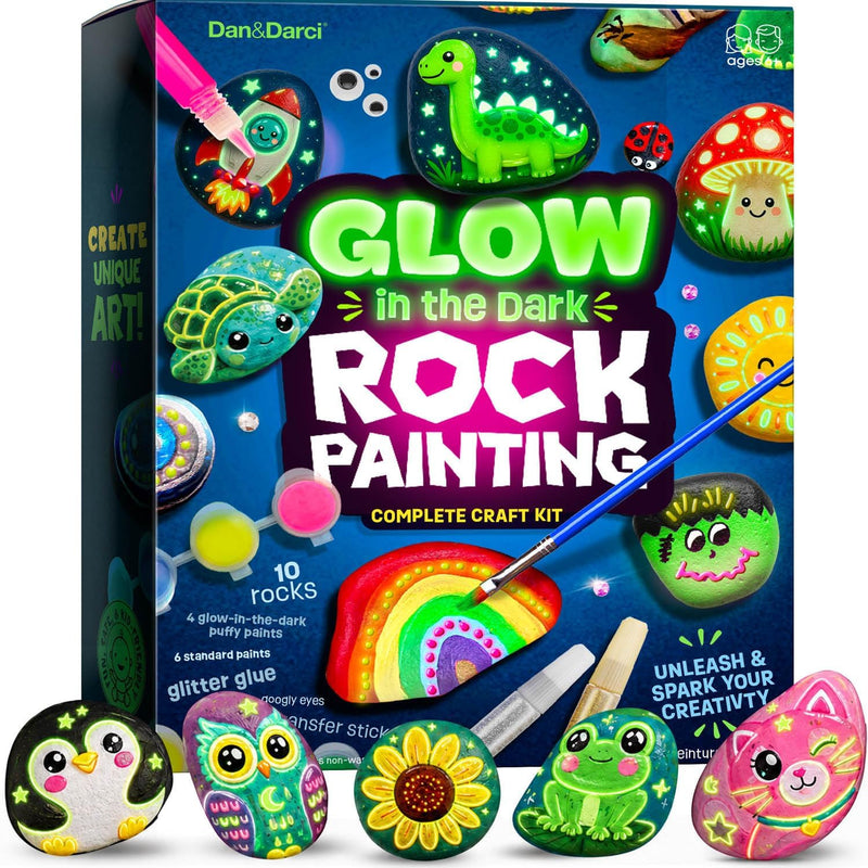 Dan&Darci Kids Rock Painting Kit - Glow in the Dark