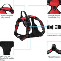 Blue No-Pull Dog Harness with 2 Leash Clips，Soft Padded Vest - Medium / Red - image 2