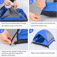 Cat Camping Tent, Cat Tent Bed, Pet Tent for Indoor Cat and Small Dog, Mini Tent (Blue, 21 x 21 x 14 Inches)