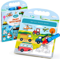 JoyCat Farm Water Coloring Book for Toddler Kids, 13 Pages - Vehicle