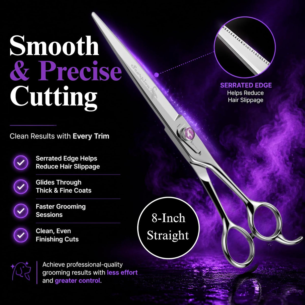 Kenchii Scorpion Dog Grooming Scissors 7in Curved - 8" Straight - image 3