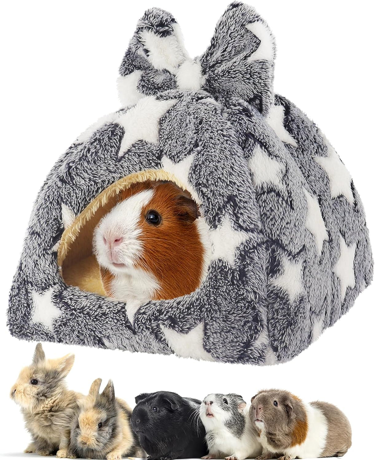 Mygeromon Guinea Pig Bed Rabbit Hideout Cuddle Cup – Daily Care for Small Pets - Star Style