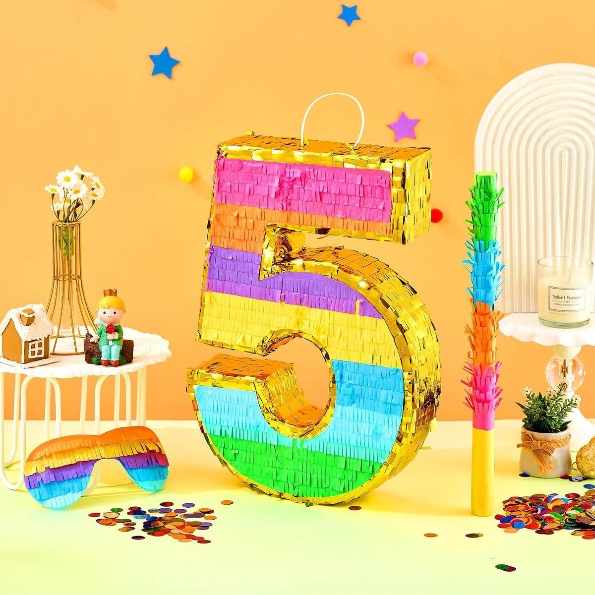 Rainbow Number 5 Pinata for 5th Birthday Party Decorations - 5 - image 4